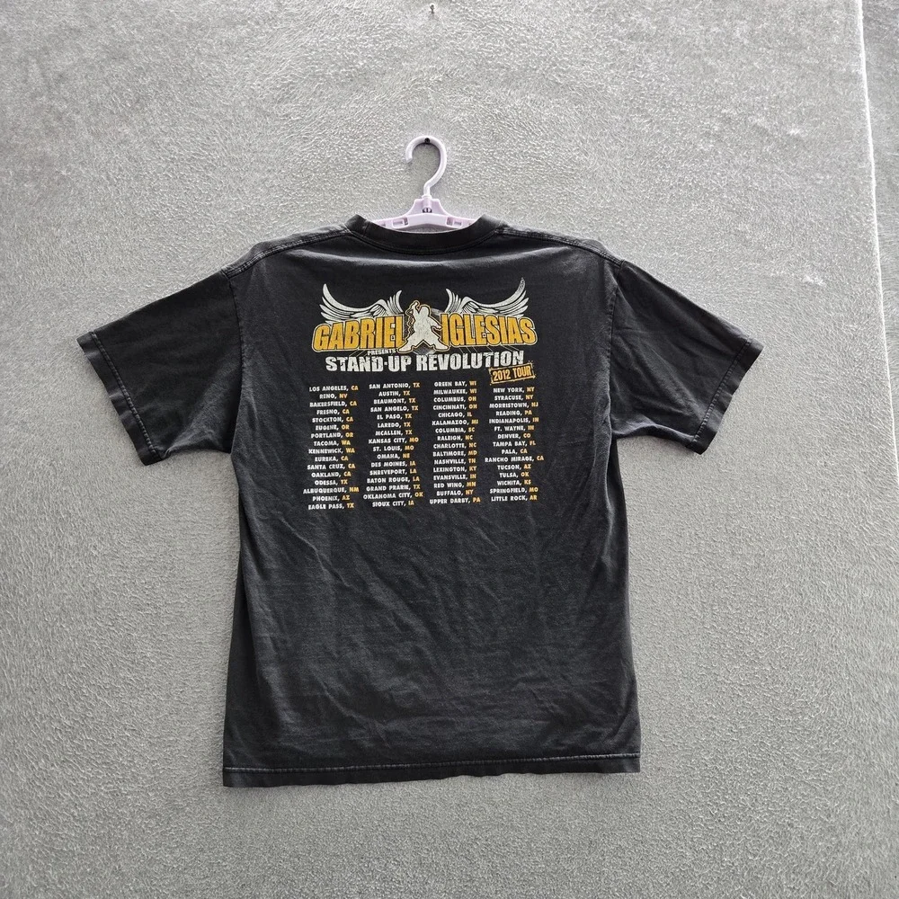 Fluffyshop Men Shirt L Black Graphic Gabriel Iglesias Band Tee Logo READ